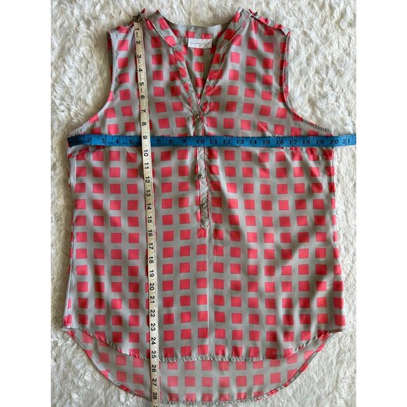 NWT Y2K New York & Company Sleeveless Blouse Pink/Gray Checkered Print - Medium - Picture 7 of 8
